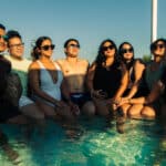 Family on hot tub boat in NYC
