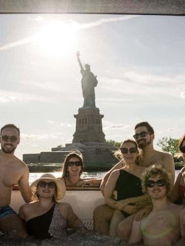 birthday celebration on the NYC Hot Tub Boat