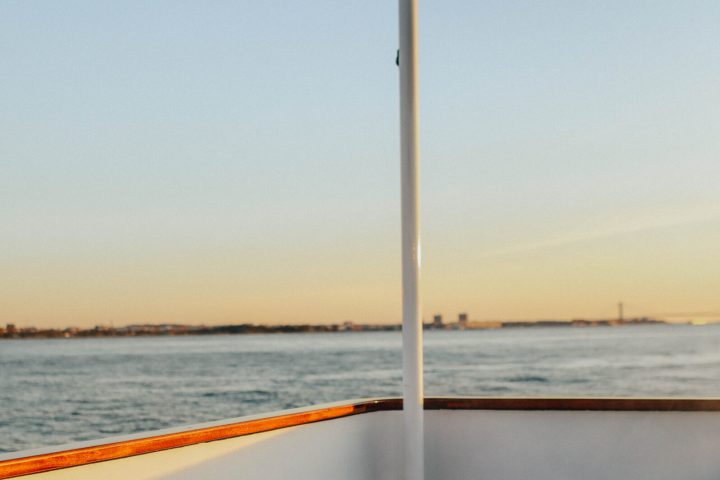 empty hot tub with Hudson river in background