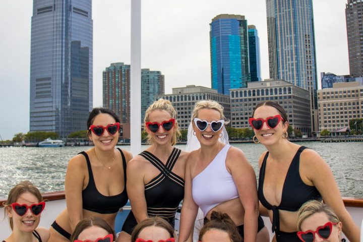 women celebrating on the NYC hot tub boat
