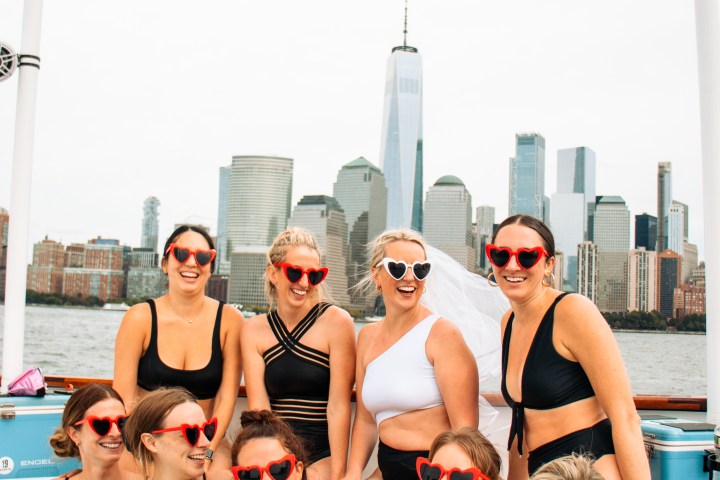 bachelorette party on the NYC Hot Tub Boat