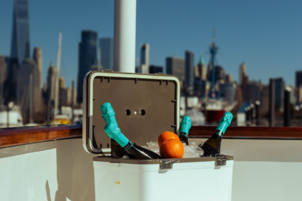 mimosa cooler on NYC Hot Tub Boat
