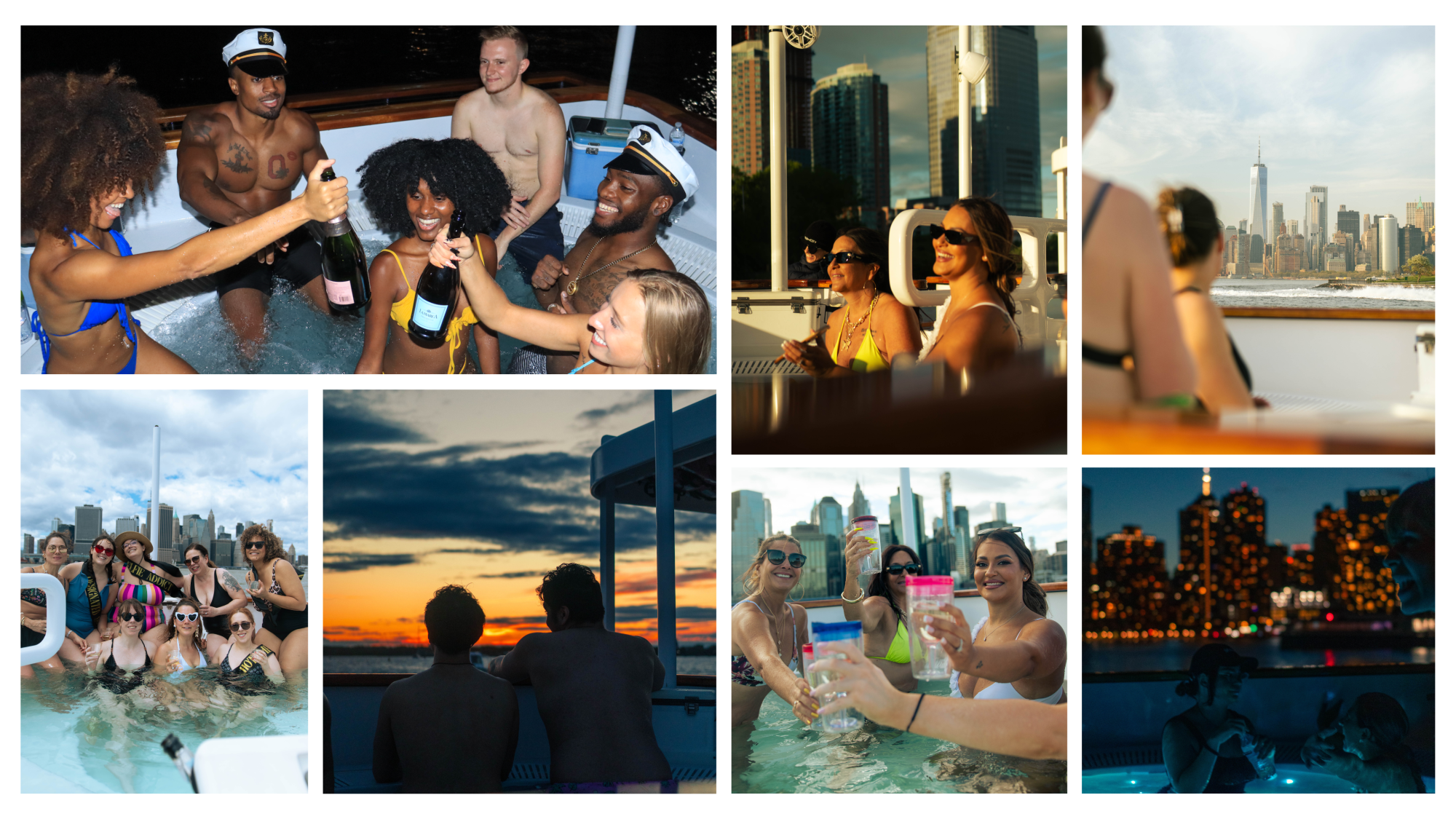 NYC hot Tub Boat Guests viewing the sights