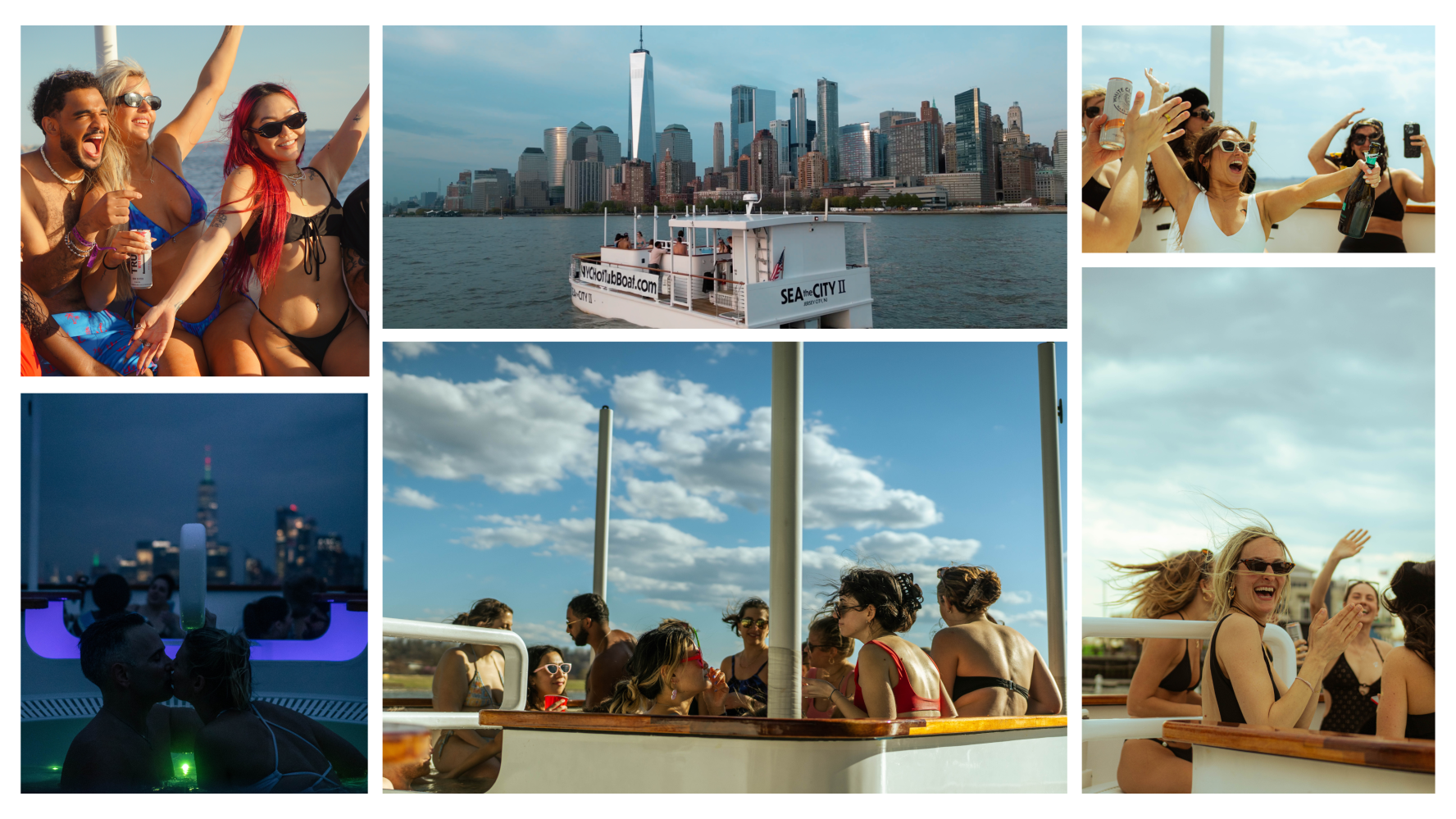 views of people having fun on the NYC hot tub boat